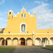 Franciscan architecture of the fortress-like Convent of San Antonio de Padua in Izamal.